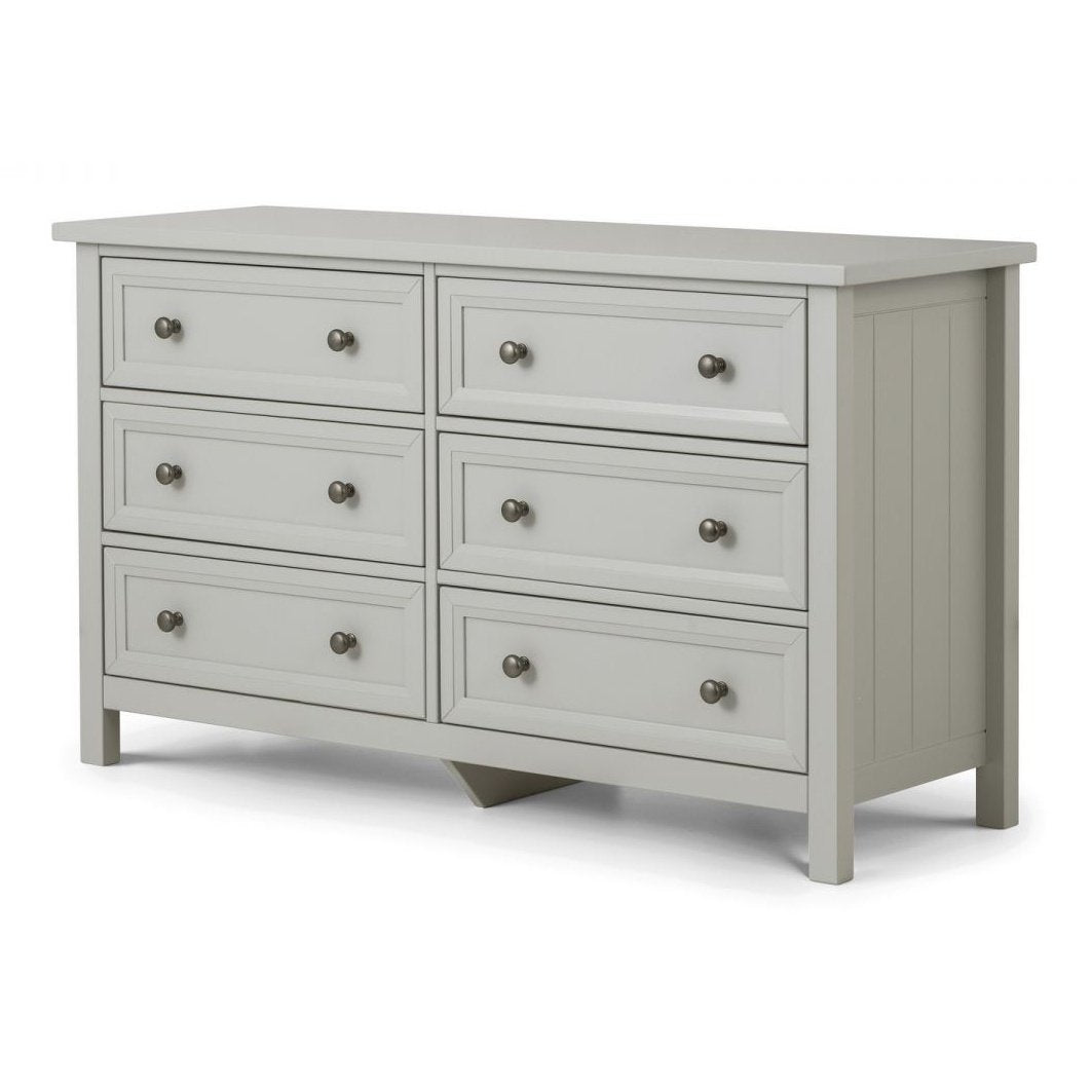 Maine 6 Drawer Wide Chest - Dove Grey