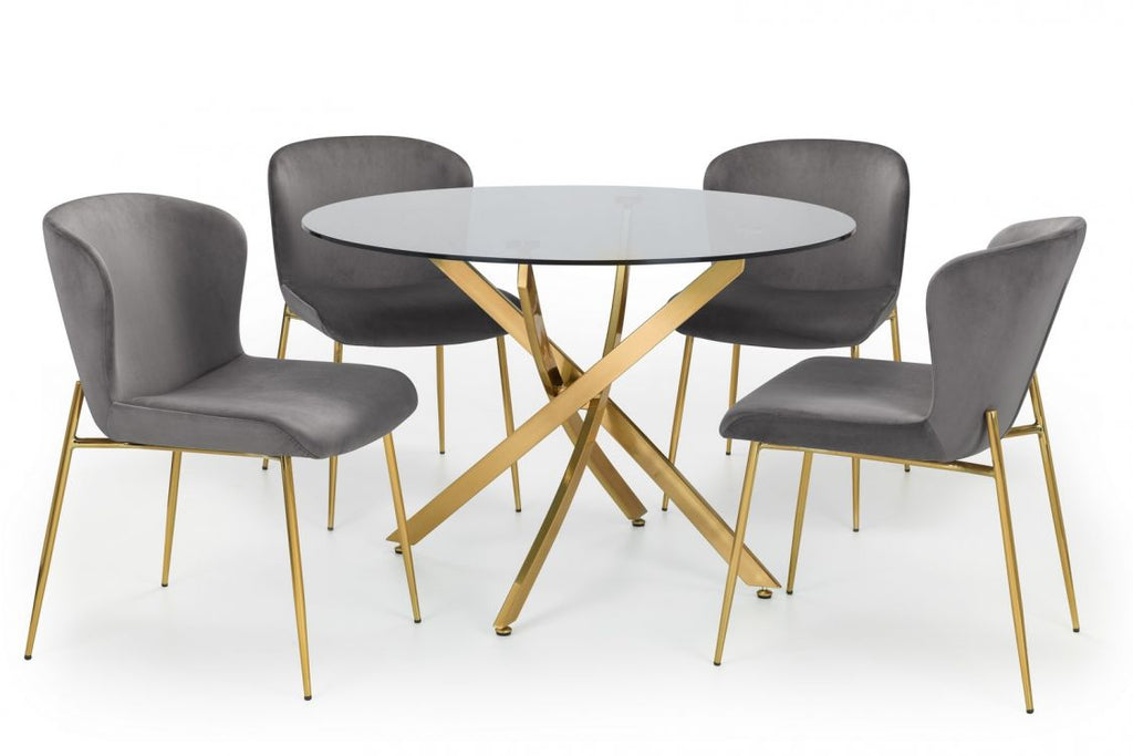Montero Round Table & 4 Harper Grey Chairs