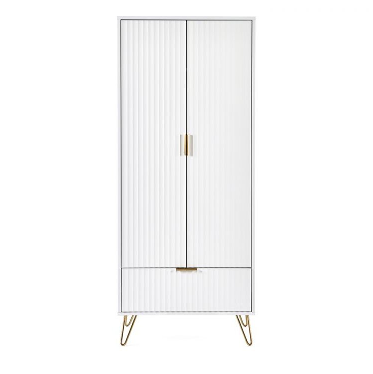 Murano 2 Door 1 Drawer Wardrobe - Matte White