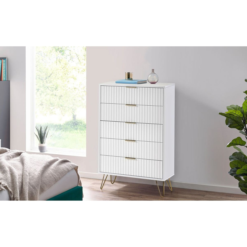 Murano 5 Drawer Chest - Matte White