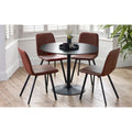 Nero Round Table & 4 Goya Antique Brown Chairs