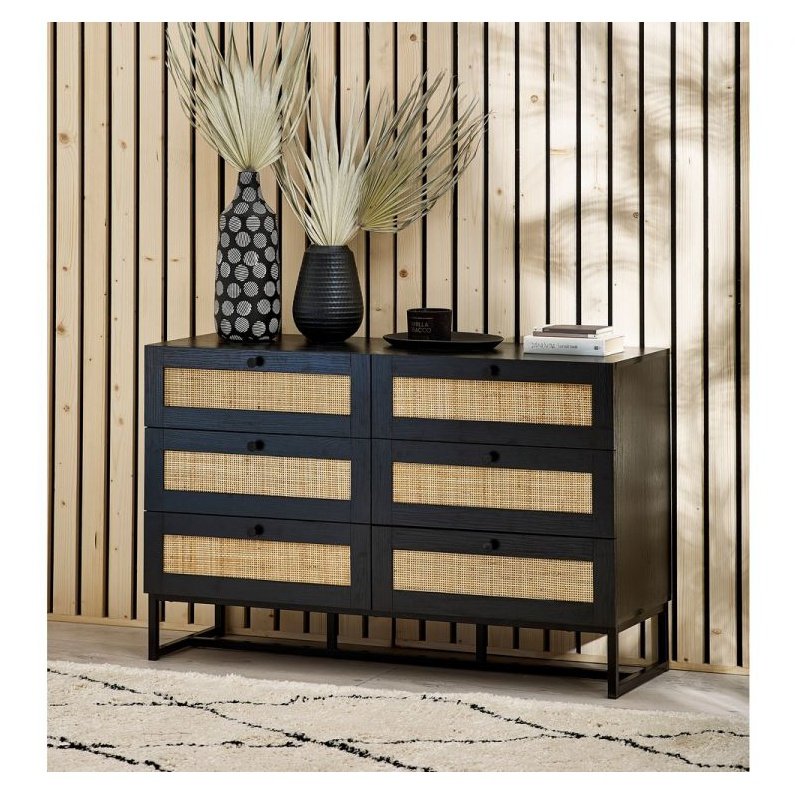 Padstow 6 Drawer Chest - Black