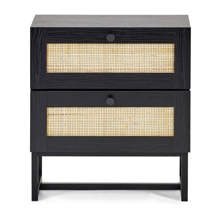 Padstow 2 Drawer Bedside - Black