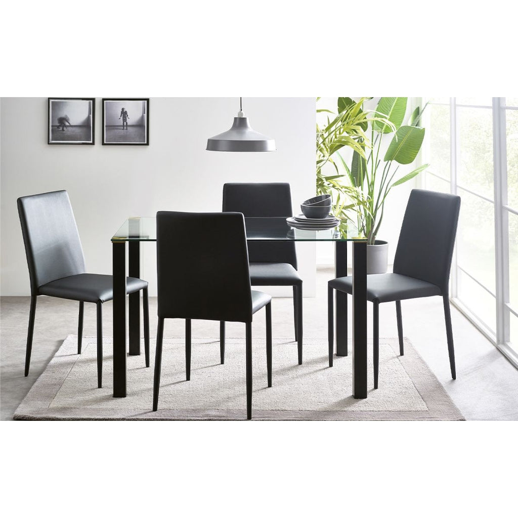 Piero Rectangular Table & 4 Jazz Black Dining Chairs