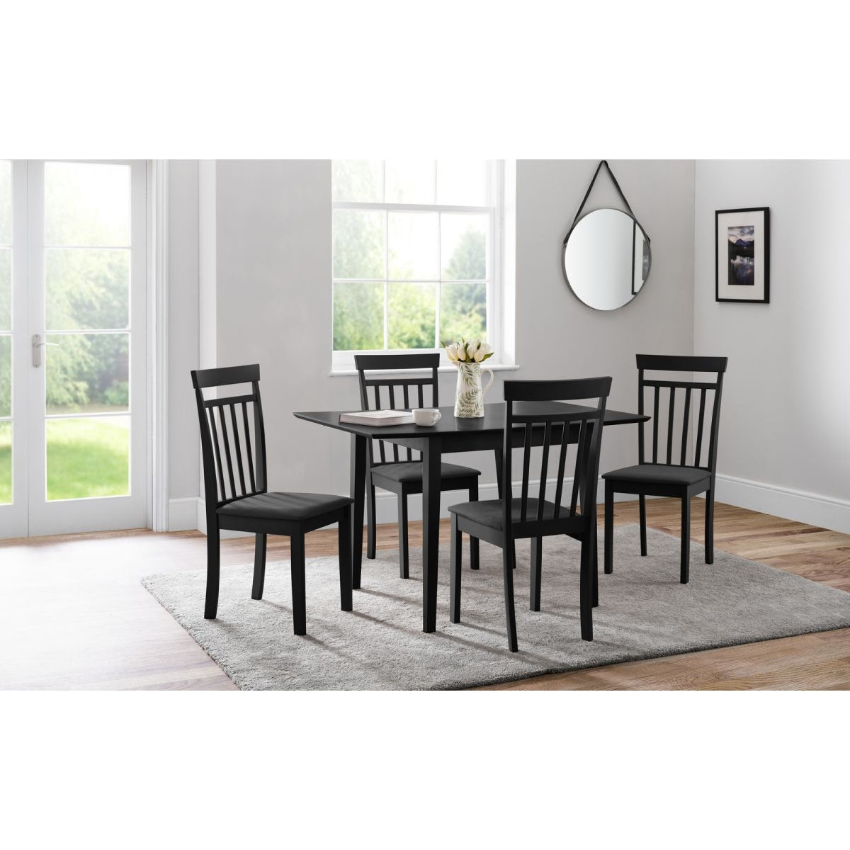 Rufford Dining Table & 4 Coast Chairs - Black