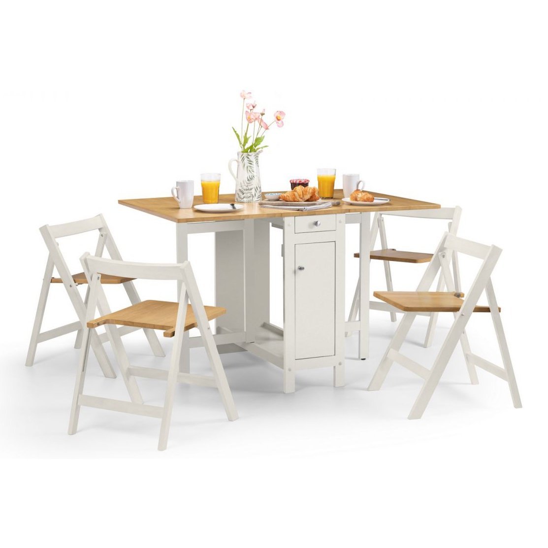 Savoy Dining Set - White / Natural Finish