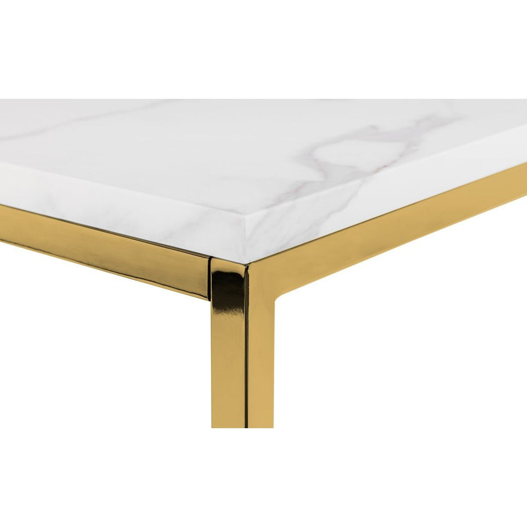 Scala Gold White Marble Top Lamp Table