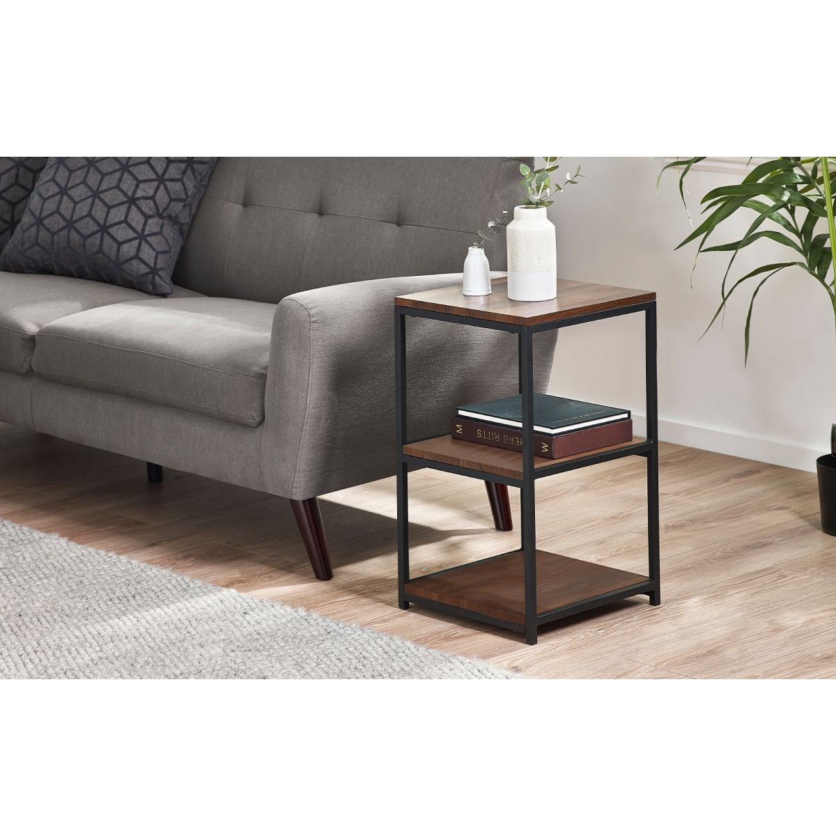 Tribeca Tall Narrow Side Table - Walnut
